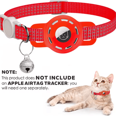 Inspire Curations TrackSafe AirTag Cat Collar With Reflective Breakaway Design & Bell red(no Tracker) not Included Airtag