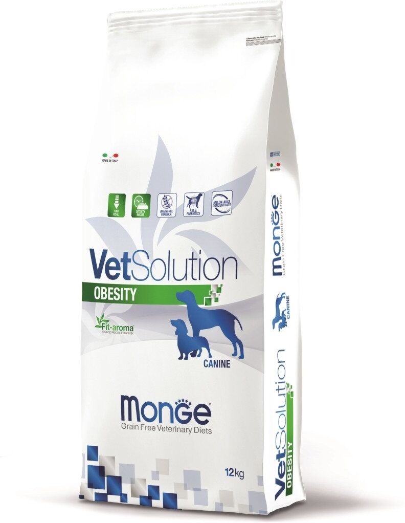 12 kg Monge VetSolution Cane Obesity Alimento Dietetico Crocchette Croccantini per la Riduzione dell'Eccesso di Peso