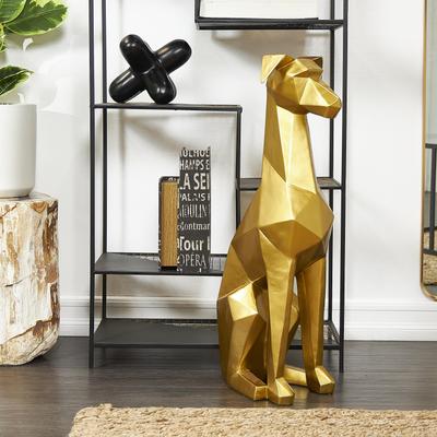 ARCILLA ELEMENTAL Silver, Gold or Black Polystone Cubist Dog Decorative Sculpture