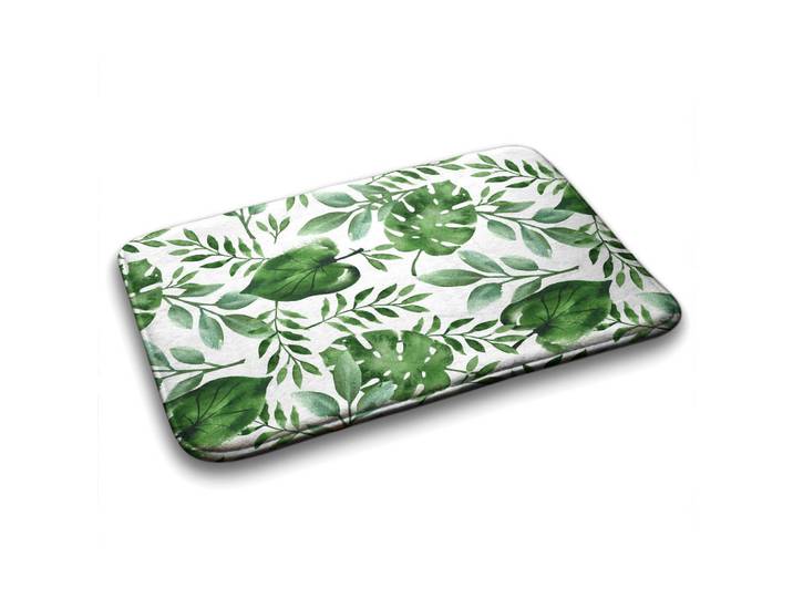 Tulup Badteppich 75x45 cm Monstera-Blätter, Grün, 75x45 cm, Heimtextilien, Badtextilien, Badematten