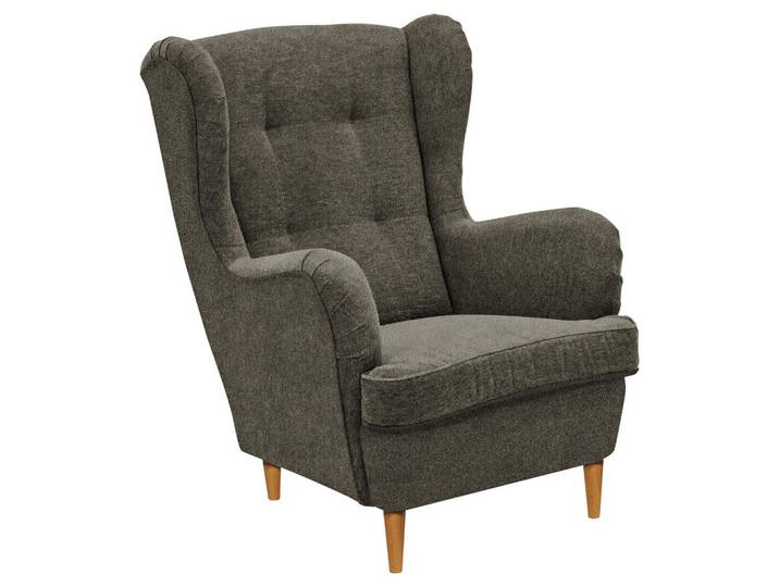 Carryhome Ohrensessel, Olivgrün, Eiche Wotan, Holz, Buche, massiv, 78x102x98 cm, Stoffauswahl, Wohnzimmer, Sessel, Ohrensessel