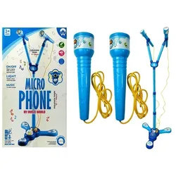 Mikrofon Karaoke Set Blau Stativ