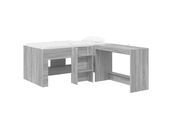Keeushr Hochbett mit Schreibtisch für 2 STK. Grau Sonoma Holzwerkstoff,Schreibtisch 100x45x75 cm,2-in-1,kompakt,Homeoffice,Lernen,Schlafzimmer