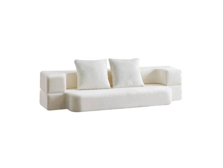 Evryae Schlafsofa mit geschwungenem Design und Federkernfüllung, Weiß, 190x48x52 cm, Babymöbel & Kindermöbel, Kinderzimmer & Jugendzimmer, Schlafsofas