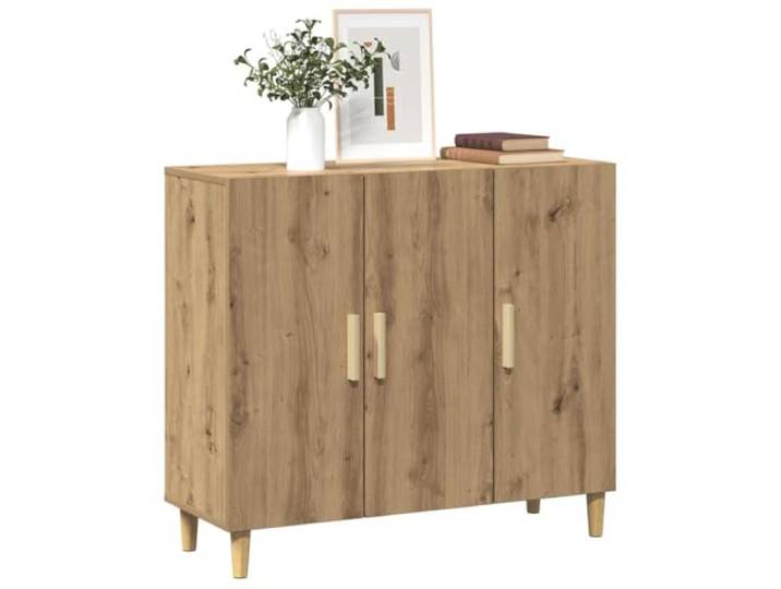 KTHLBRH Sideboard 3 Türen Eiche Handwerk 90 x 34 x 80 cm Robuste Spanplatte, großer Stauraum, leicht zu reinigen, elegantes Design