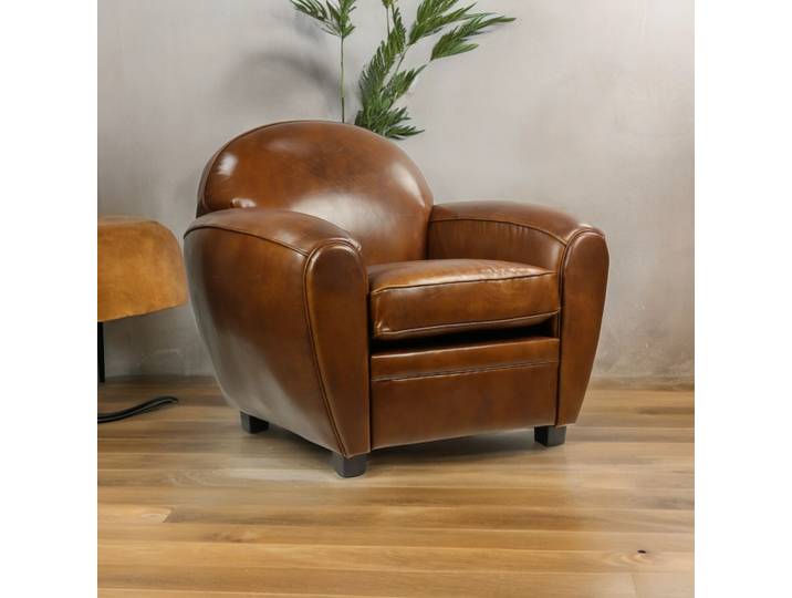 Fauteuil club Paquebot en Cuir - Cigare