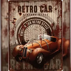 Moritz Deko Blechschild Retro Car Vintage Style Geschenk-Idee aus Metall Vintage-Design zur Dekoration