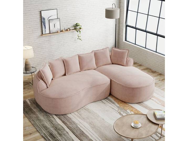 Canapé modulaire en forme de L Canapé Chenille Cloud confortable avec assise profonde Rose Canapé chaise longue moderne