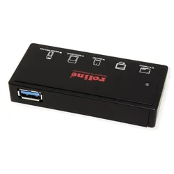 Roline USB3.2 Gen1 Multi CardReader (USB 3.0, USB-C 3.2 Gen 1), Speicherkartenlesegerät, Schwarz