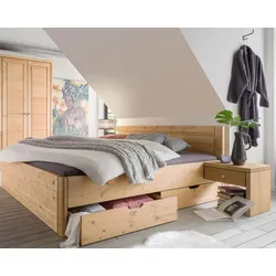 MassivHolz »Vita« Bett natur mit Schubkästen / 200x200 cm