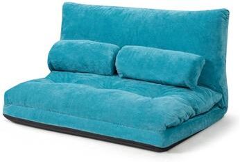 Costway 6-Position Adjustable Sleeper Lounge Couch with 2 Pillows-Blue