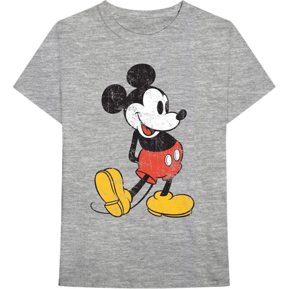 Disney Unisex volwassen Mickey Mouse Vintage Katoenen T-Shirt (Grijs)