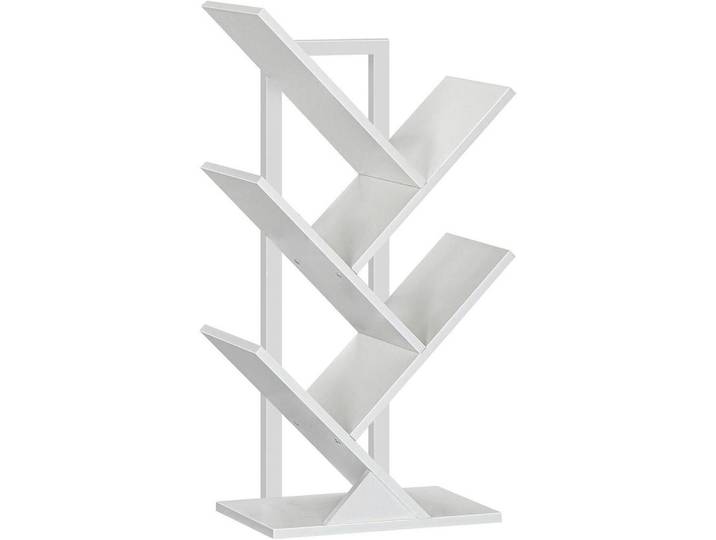 Bücherregal Baumform 4 Ebenen Weiß, 34x71x20 cm, Wohnzimmer, Regale, Bücherregale