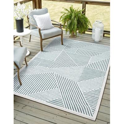 Outdoorteppich "Vill, LAGERRÄUMUNG", blau (blau,weiß), B:200cm H:8mm L:300cm, Polypropylen, MYFLAIR MÖBEL & ACCESSOIRES, Teppiche, Outdoorteppich, modernes Design, Hoch-Tief Effekt, Outdoor geeignet, Balkon, Terrasse