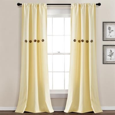 Lush Decor Farmhouse Button Stripe Yarn Dyed Woven Cotton Window Curtain Panel Pair