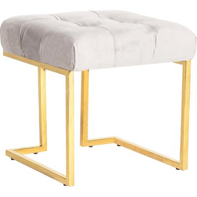 Sitzhocker KAYOOM "Hocker Rare, Edler Touch durch goldenes Gestell", grau (taupe), B:48cm H:48cm T:48cm, Bezug: 100% Polyester (Samt) Gestell: Edelstahl, Hocker, Sitzhocker, eckig, samtweich, gesteppt, mit Zierknöpfen, Edelstahlgestell