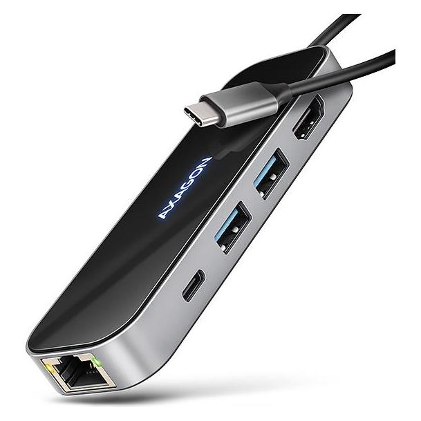 Axagon HMC-6GLN USB-C 5Gbps GLASS 6in1 hub (USB-C, 6 Ports) (HMC-6GLN)