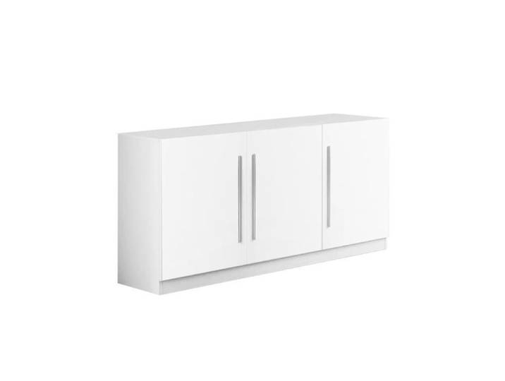 CLARK - Buffet 3 Portes Moderne Laqué Blanc Poignées en Métal