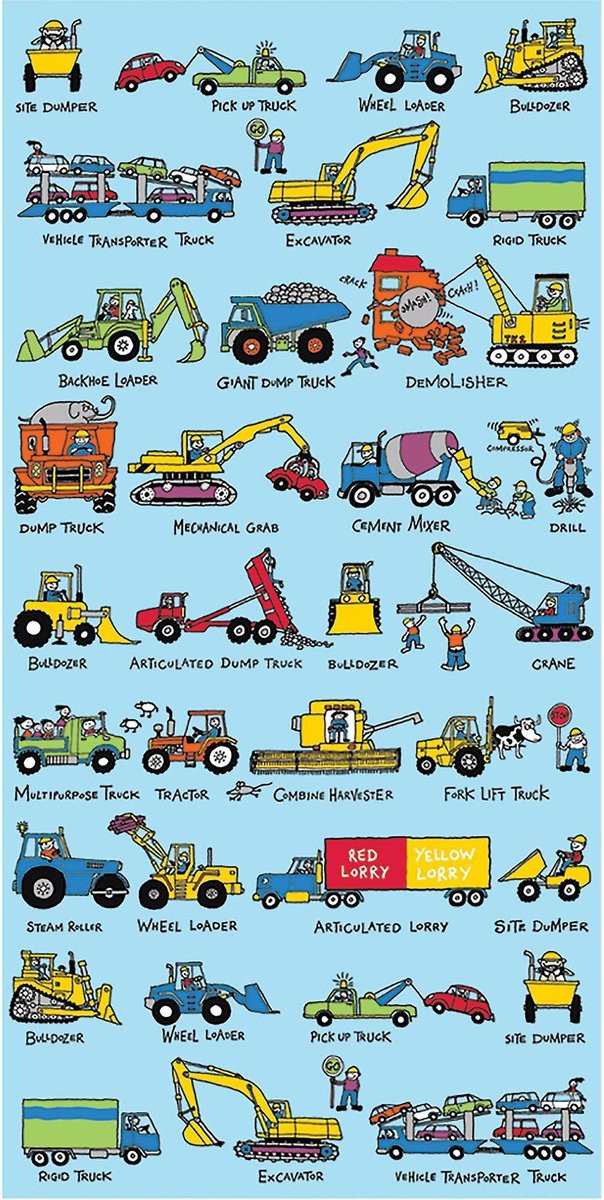 Tyrrell Katz Strandlaken Tractors Werkvoertuigen Handdoek voor kinderen, 140 x 70 cm