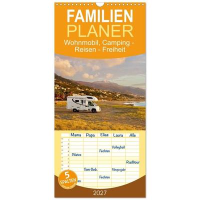 Familienplaner 2027 - Wohnmobil, Camping - Reisen - Freiheit mit 5 Spalten (Wandkalender, 21 x 45 cm) CALVENDO