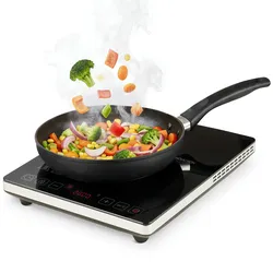 Sommertal Induktionskochfeld 1 Platte 2000W Tragbar Super-Slim Design bis 240 °C mit 4h Timer, Touch-Bedienung