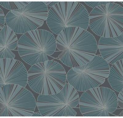Candice Olson Layered Deep Blue Lily Pads Wallpaper