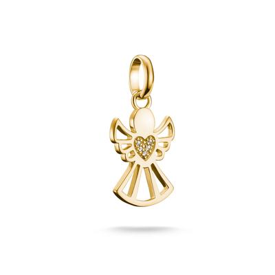 Charm-Einhänger THOMAS SABO "Charm Beschützer der Liebe - Connect", gold (gelbgoldfarben, kristallweiß, kristallweiß), Charms, Damen, Silber 925 (recycelt), mit Zirkonia (synth.)