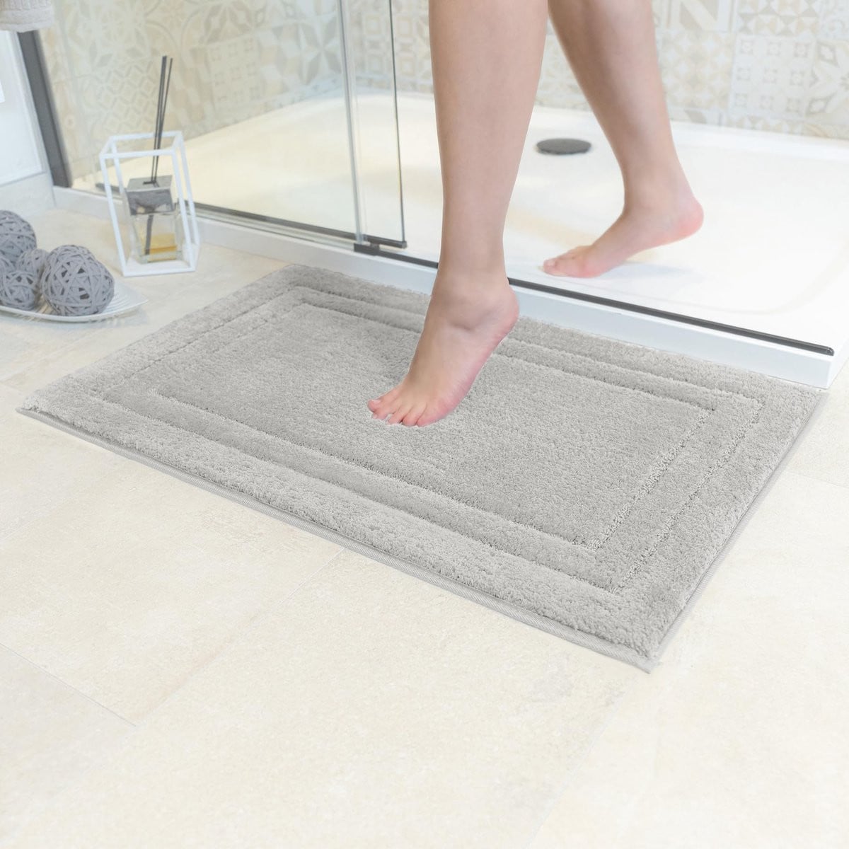 Ibenzoa Grijze antislip badmat en douchemat set