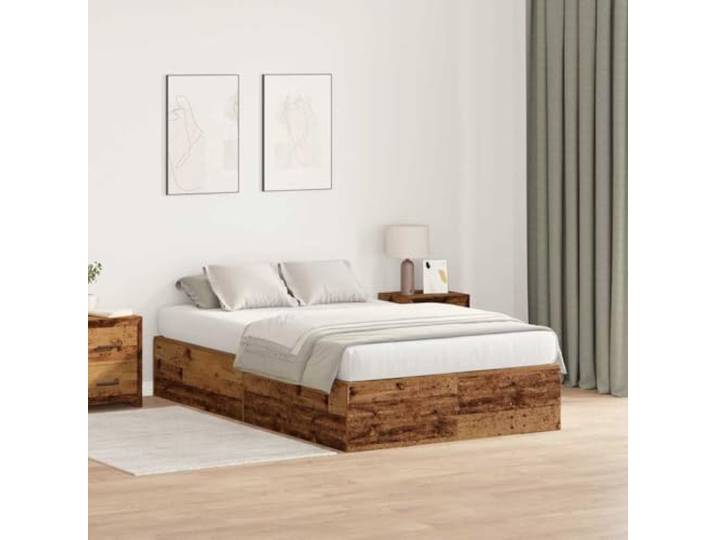 Stauraumbett Kiefernholz 120 x 190 cm Massives Kiefernholz, Scharniertür, Kunstledergriffe, versteckter Stauraum, für Schlafzimmer