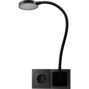 McShine Steckdosenlampe Halo, schwarz, fest verbaute LED, warmweiß, mit Schwanenhals, dimmbar