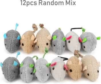 Inspire Curations Interactive Plush Rat Cat Toys For Indoor Hunting & Play random Color 12