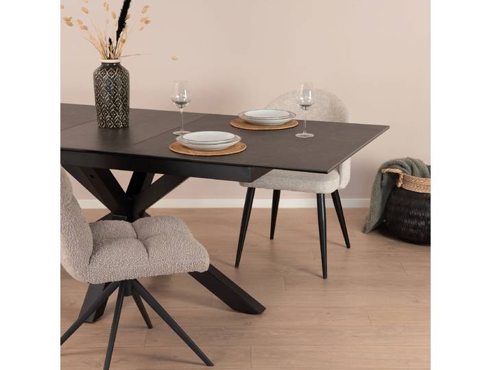 Sohome Uitschuifbare Eettafel Parker Keramiek, 168-210 x 90cm - zwart