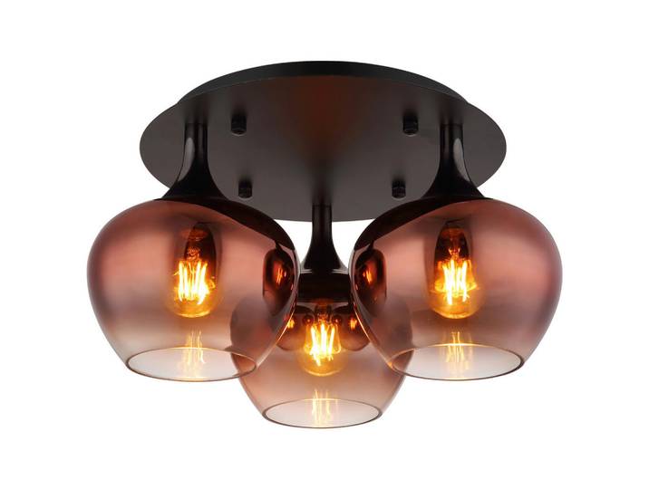 Collett's Monde Deckenleuchte, Schwarz, Kupferfarben, Metall, Glas, 25.5 cm, Lampen & Leuchten, Innenbeleuchtung, Deckenleuchten, Deckenleuchten