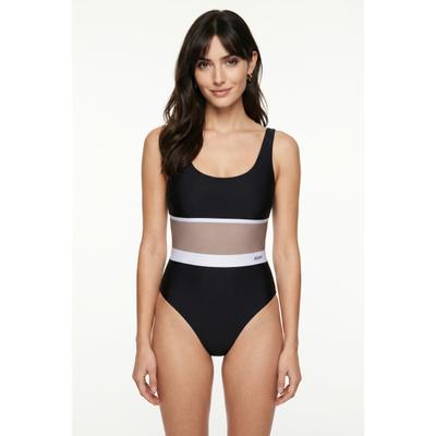 Badeanzug JOOP "Color Block", Damen, Gr. 40, N-Gr, schwarz (schwarz beauty), Obermaterial: 82% Polyamid, 18% Elasthan, Badeanzüge Badeanzug