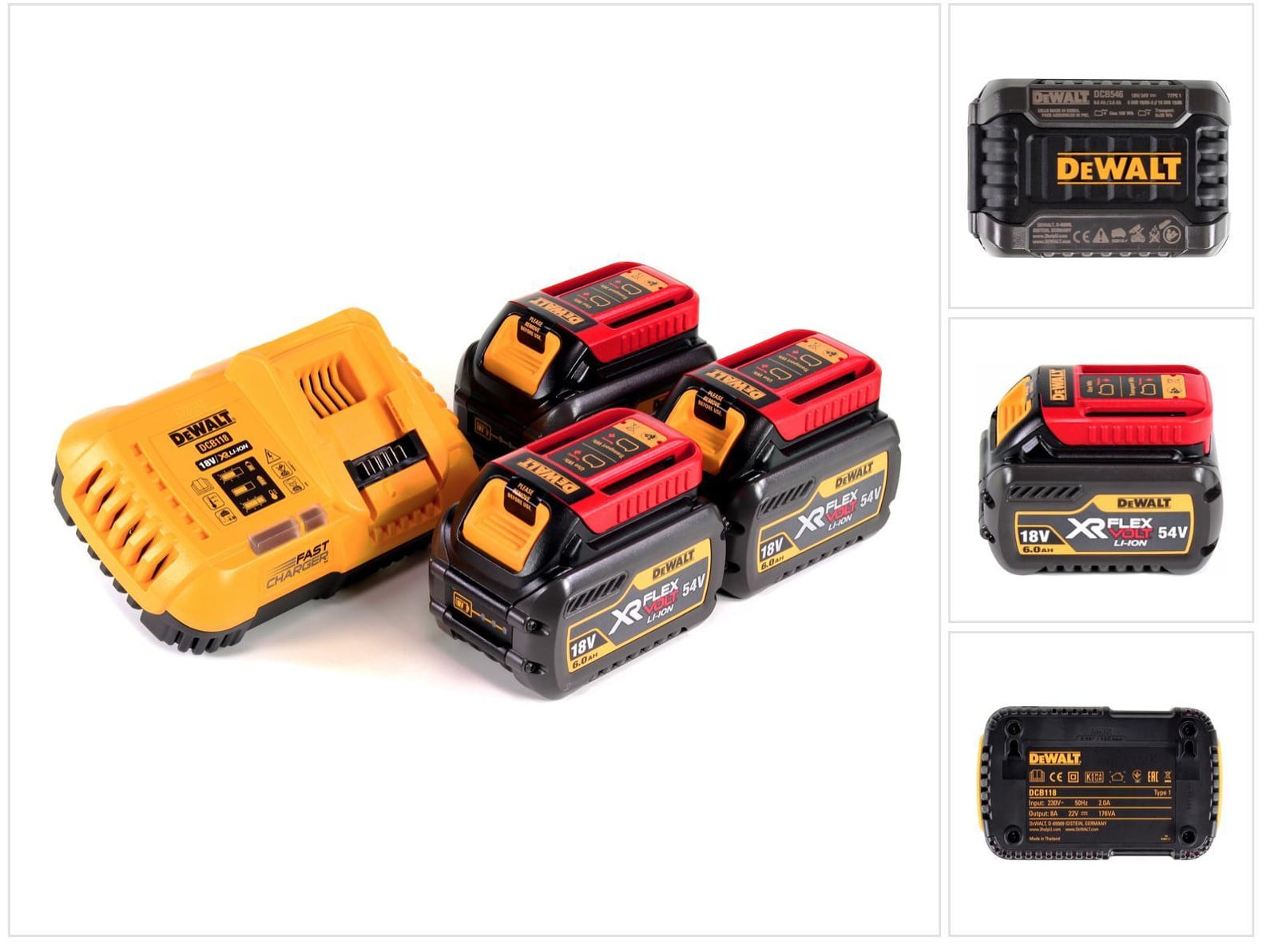 DeWalt DCB 118 T3 XR FLEXVOLT starterset met 3x DCB 546 6,0 Ah accu's