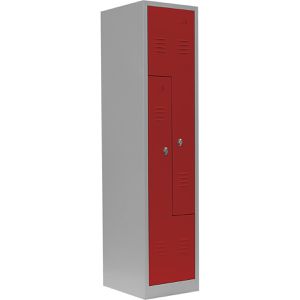 Lüllmann Spind 525104, Z-Spind, rot, 1 Abteil, 2 Fächer, mit Drehriegelschloss, 42 x 180 cm