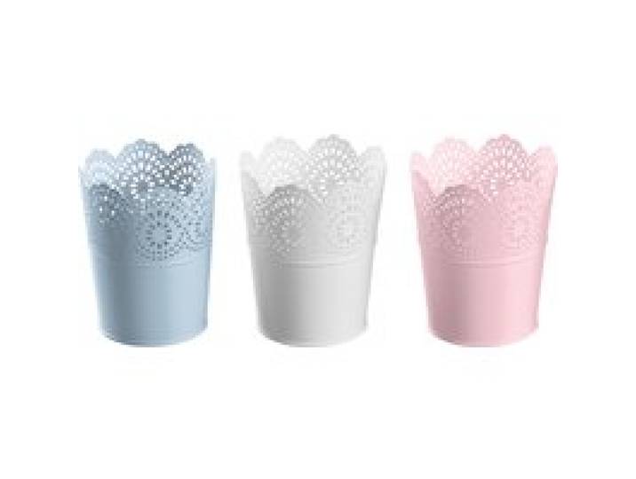 LIVARNO HOME Cache-pots Nostalgie, pour intérieur et extérieur. (set de 3 ronds petit bleu/rose)