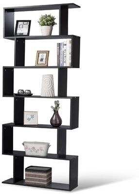 S-Shaped 6 Tier Room Dividing Bookcase Wooden Storage Display