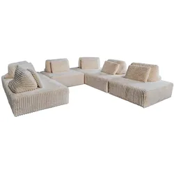 KAWOLA Modulsofa WIOLO SOFT 6 Module 6 Rückenkissen Weicher Breitcord cremeweiß