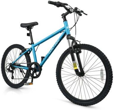 Costway Kids Mountain Bike 20 24 Inch Child Bicycle for Boys Girls Aged 8+ Years Old Blue-24 Inch