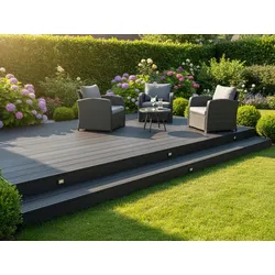 KAHRS WPC Terrassendielen, 25x145 mm, Anthrazit, grob/fein, gebürstet, Hohlkammer