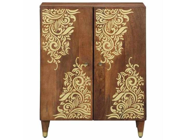 Buffet en bois de manguier - - 60x33x75 cm - Marron - Bois de manguier massif - Avec étagère