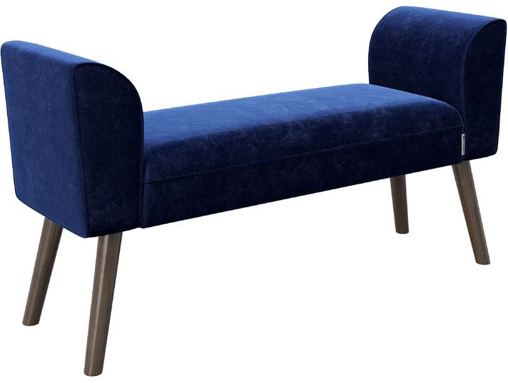 Polsterbank PLAYBOY TIFFANY , blau (dunkelblau, walnuss), B:92,7cm H:54,5cm T:30cm, Holz, Polyester, Sitzbänke, Polsterbank