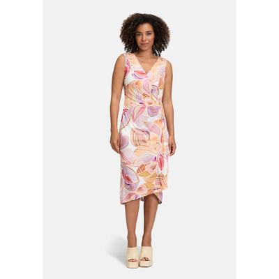Jerseykleid CARTOON "Damen mit Raffung", Damen, Gr. 34, Normalgrößen, rosa (cream, rosé), Obermaterial: 93% Polyester, 7% Elasthan, figurbetont lang, V-Ausschnitt, Kleider Jerseykleid, Form