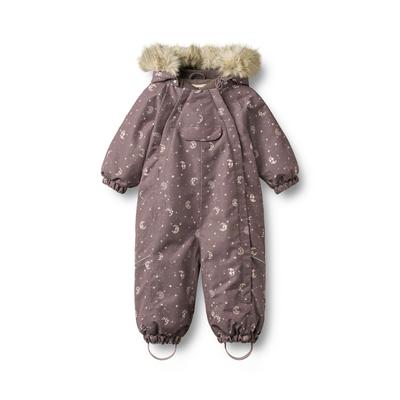 Jumpsuit WHEAT "WHEAT Snowsuit Nickie", Mädchen, Gr. 74, plum truffle stars, 100% Nylon, unifarben, normal, Overalls Jumpsuit