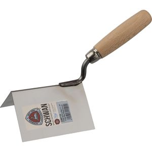 Schwan Spachtel 236110, Breite 75mm, Außen-Eckspachtel aus Edelstahl, Holzgriff