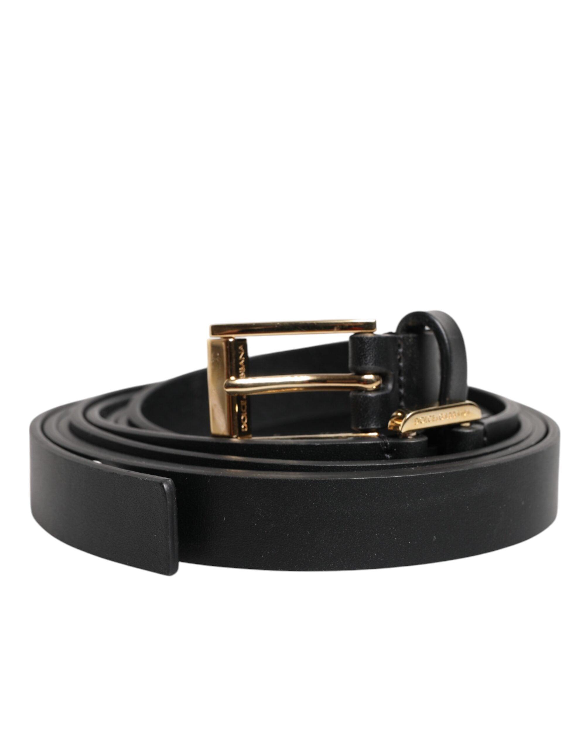 Dolce & Gabbana Zwarte Dubbele Band Leren Gouden Gesp Riem