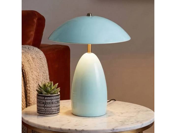 Elstead Tischlampe Poppy, dimmbar, blau, für Wohn- / Esszimmer, Aluminium, Vintage