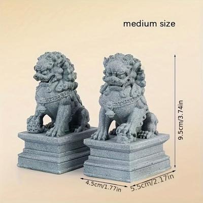 Inspired Living Imperial Harmony Guardian Lion Statues Feng Shui Protection & Decorative Foo Dog Pair medium 2pcs