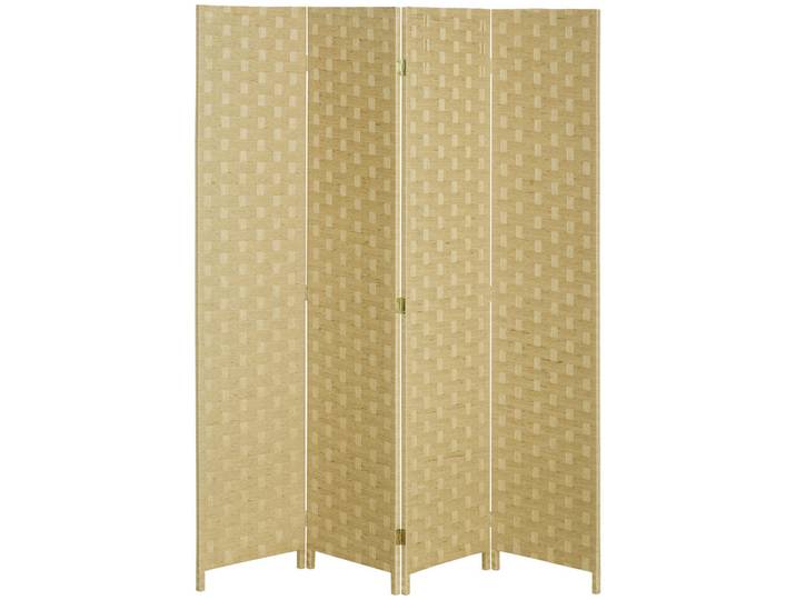 ComfortXL Paravent De-08871 4-teilig, faltbar mit Wellen-Design Braun, 1.5x169.5x159.5 cm, Wohnzimmer, Raumteiler, Paravents